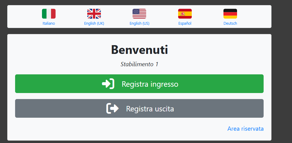Homepage accesso visitatori